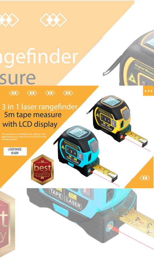 3 in 1 laser rangefinder 5m tape measure with LCD display