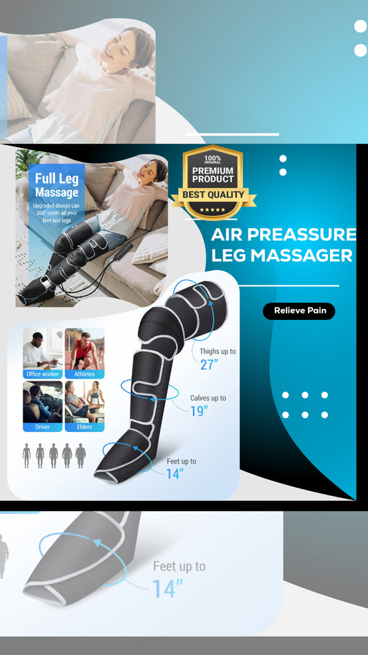 360° air compression leg massager: ultimate foot & calf relief, circulation boost, and lymphatic support!