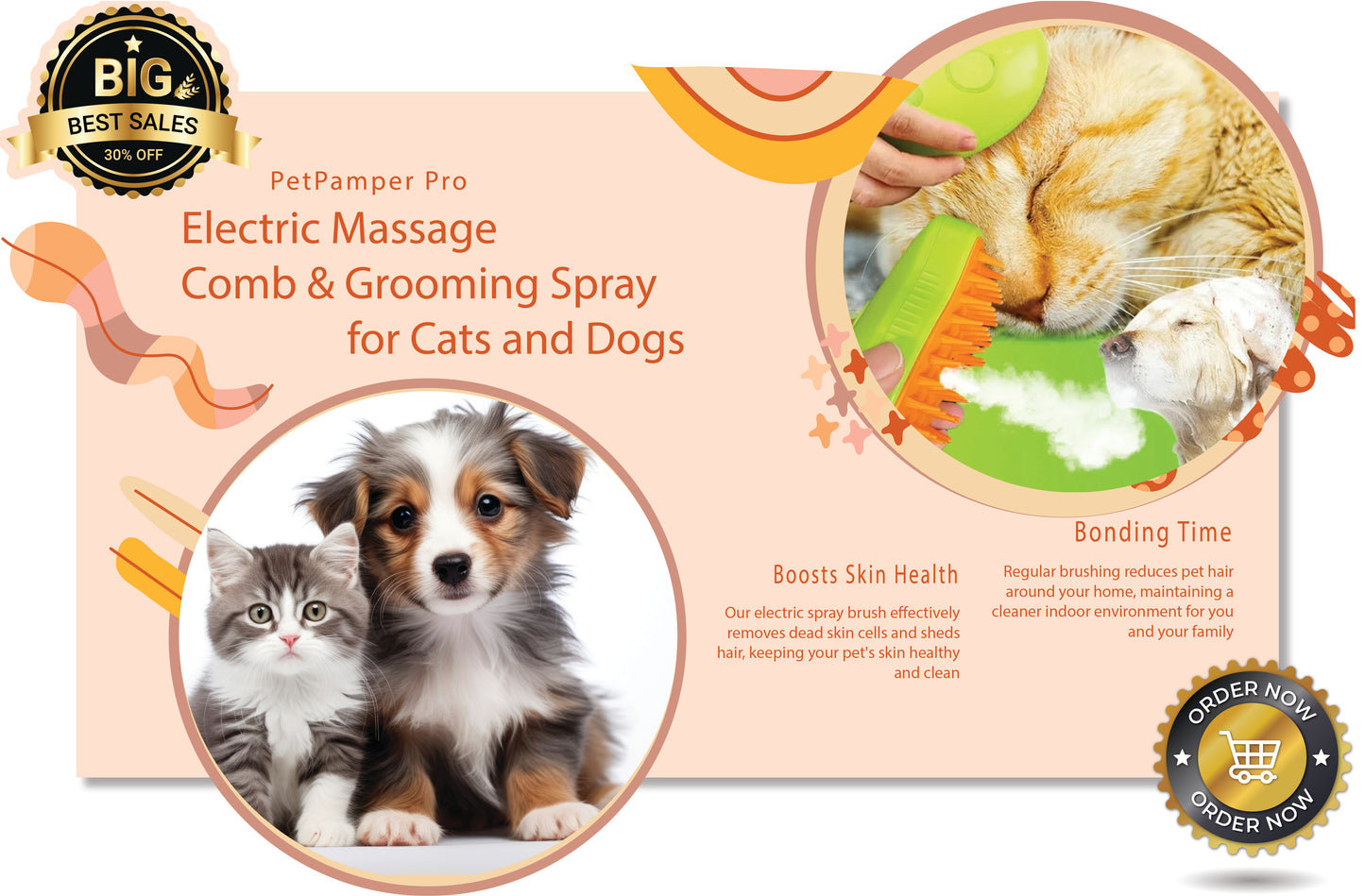 PetPamper Pro: Electric Massage Comb & Grooming Spray for Cats and Dogs