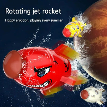 Galactic Splash: Interactive cartoon rocket lawn sprinkler