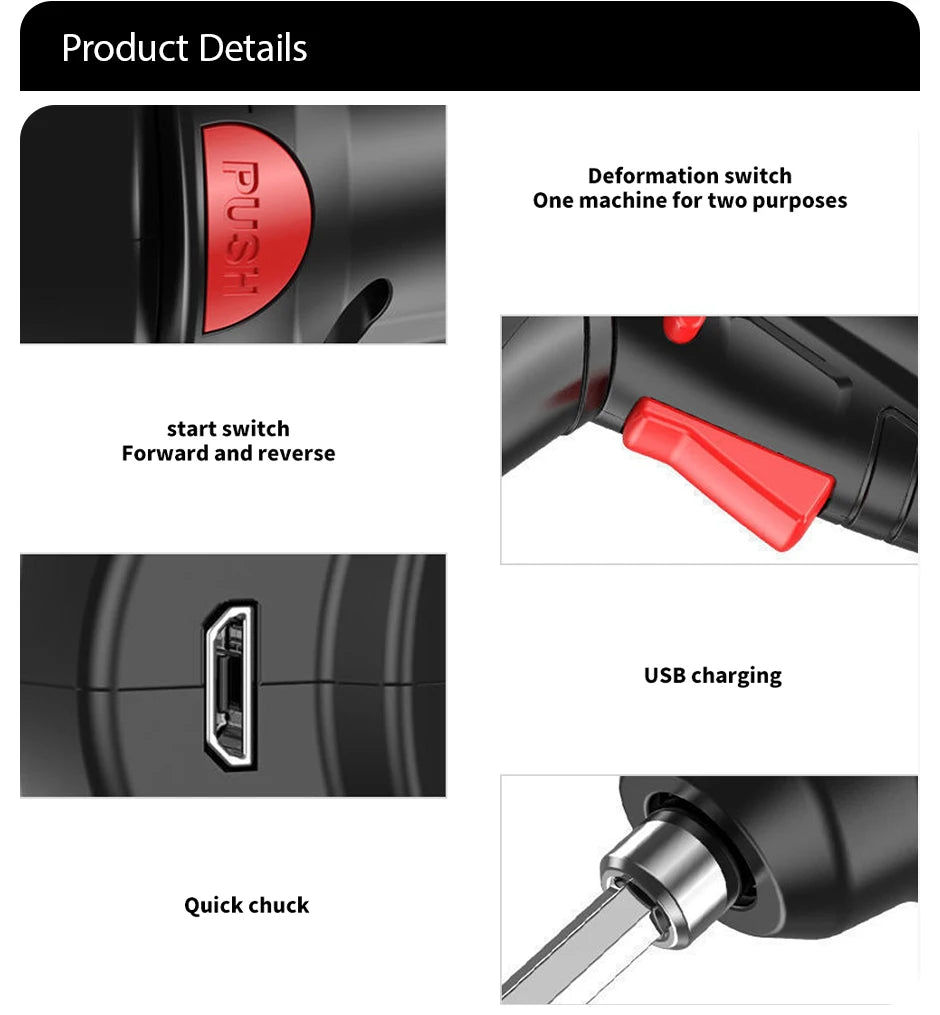 Compact and powerful 3.6v cordless screwdriver (drill) with 1800mAh lithium battery for household maintenance and repair