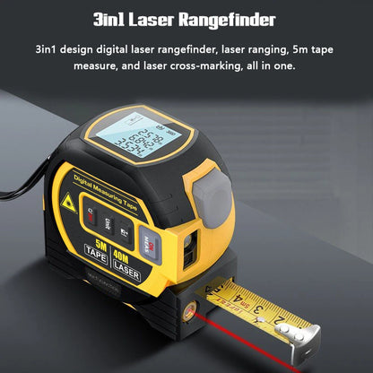 3 in 1 laser rangefinder 5m tape measure with LCD display