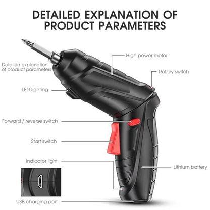 Compact and powerful 3.6v cordless screwdriver (drill) with 1800mAh lithium battery for household maintenance and repair